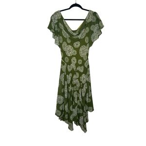 Robbie Bee vintage womens sz 8 olive green maxi dress whimsical fairy forest y2k